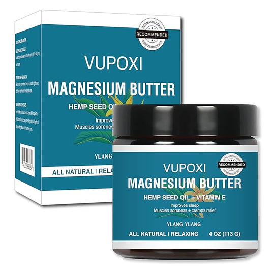 Magnesium Cream for sleep with Hemp Seed Oil, Jojoba oil,Vitamin E and Shea Butter -Magnesium Lotion – Nighttime Magnesium Cream – Legs, Arms or Chest - Topical Magnesium Chloride (4 fl, Ylang Ylang)