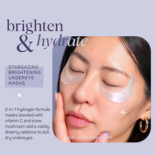 SpaLife Beauty Stargazing Radiating Under Eye Masks – Hydrogel Eye Patches for Dark Circles, Puffy Undereyes, & Discoloration with Vitamin C & Snow Mushroom – 2-in-1 Skincare Treatment – 24 Pairs