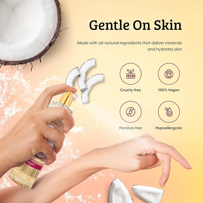 Home Spa Gift 10oz Deep Moisturizing Fragrance Body Lotion & 8 oz. Fine Fragrance Body Mist Set Luxury Self-Care Combo for Women and Girls (Coconut) Mother’s Day Gift for Mom