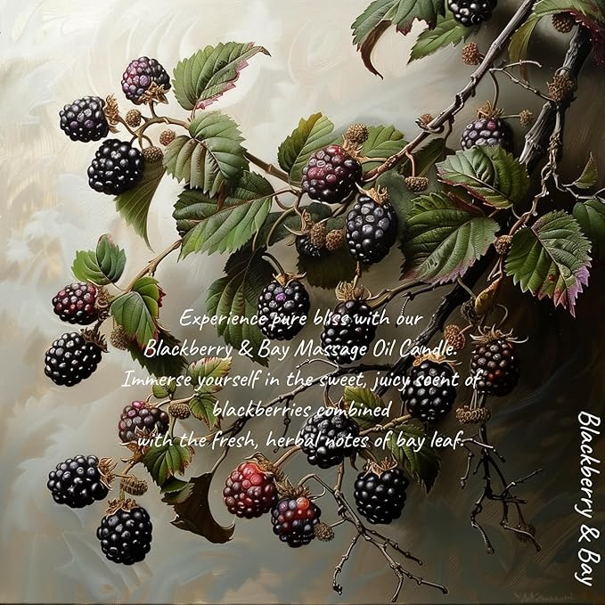 MELONY Massage Oil Candle for Pure Relaxation- 8.1 oz- Moisturizing Essential Oil Body Massage Candle for Home Spa- Amazing Gift for Women & Men (BlackBerry & Bay)