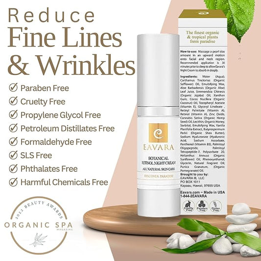 Organic Anti Aging Eye Cream, Natural Facial Cleanser and Retinol Night Cream