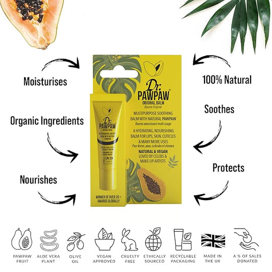 Dr. PawPaw Multipurpose Original Balm Set - Hydrating Lip Balm with Pawpaw, Aloe Vera and Olive Oil - Moisturizer for Lips, Skin and Hair - 3 pc