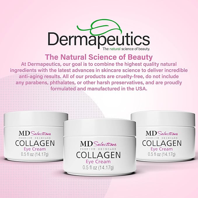 Collagen Eye Cream with Hyaluronic Acid, Under Eye Cream for Puffiness, Under Eye Bags, Hydrating Under Eye Cream, Eye Skin Care, 0.5+0.5 Fl Oz (Pack of 2)