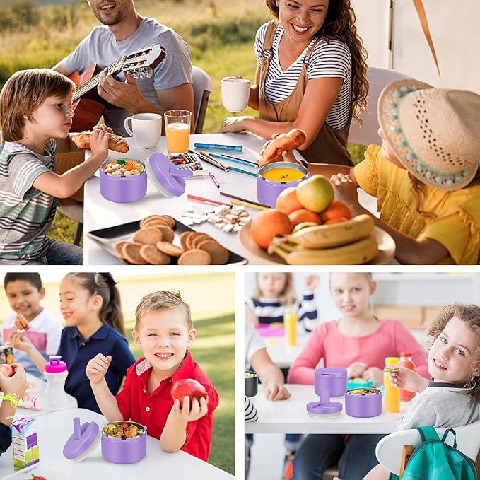 12oz Food Thermo for Hot Food Insulated Vacuum Soup Jar with Buckle Lid, Stainless Steel Wide Mouth Leak Proof Lunch Container