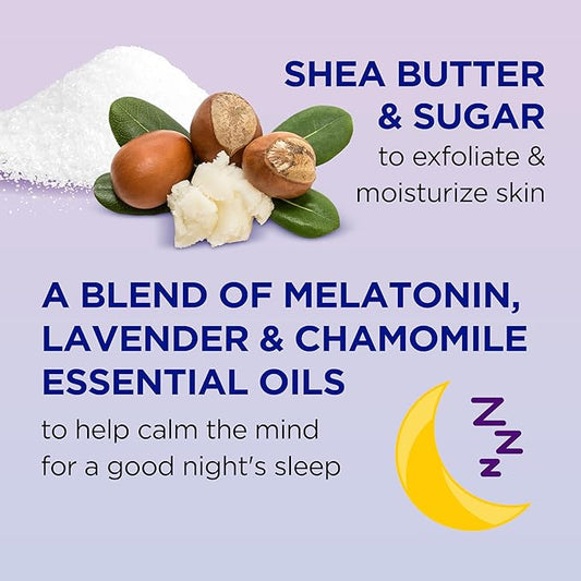 Dr Teal's Shea Sugar Sleep Scrub, with Melatonin, Lavender, & Essential Oils, 19oz (Pack of 3)