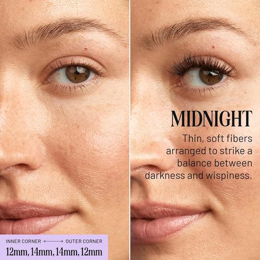 Lilac St - Midnight Dramatic Faux Eyelash Clusters (16mm) - Dark & Lush - DIY Lash Extension Wisps - Lightweight & Lifelike - Lasts 10 Days - Cruelty Free, Vegan, Women Founded - 10 Lashes