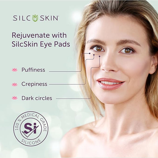 SilcSkin Silicone Eye Pads - Reusable Overnight Eye Patches, Medical-grade Silicone for Fine Lines, Crepey Skin, and Puffiness - 120 Day Supply
