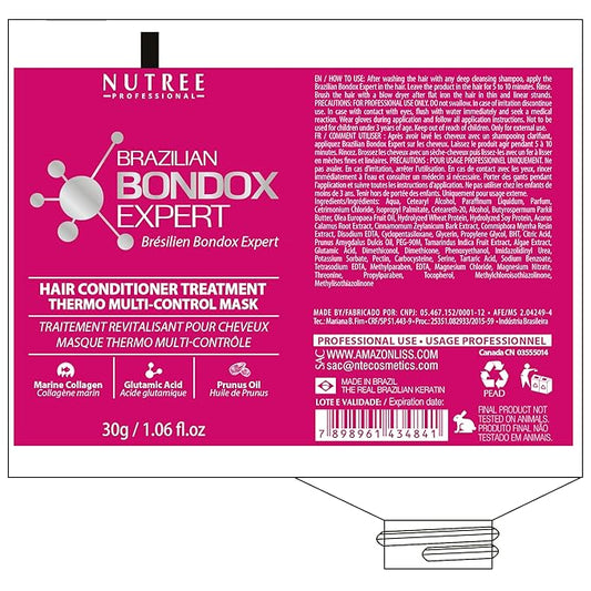HAIR MASK FOR DAMAGED HAIR BRAZILIAN BONDOX TREATMENT 1.06 oz Thermal Activated Mask for Dry Frizzy Hair | Formaldehyde Free | Results for up to 1-3 months | prunus oil | seaweed collagen
