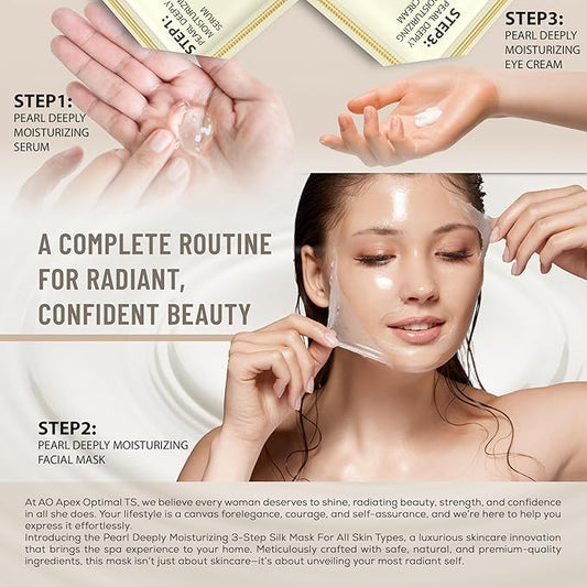 APEX OPTIMAL TS 3-Step Pearl Deeply Hydrating Silk Facial Mask | Serum & Eye Cream Value-Adds | Complete Routine Skincare | Rich Nourishing Essence | Lifting, Firming, Repairing | for All Skin Types