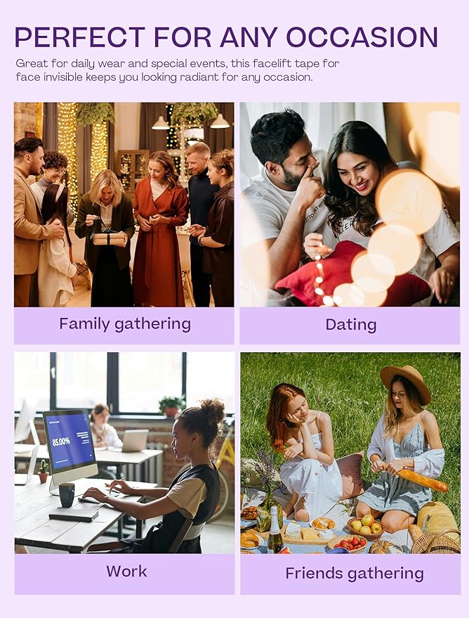 ACADA Face Lift Tape Invisible with String 120pcs Face Tapes with 15 Dark Bands Face Tapes