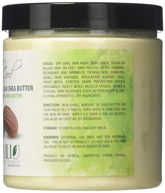Pure Unrefined Shea Butter, totally natural and organic, ivory color, packed in 16 oz Jar, 2 Units