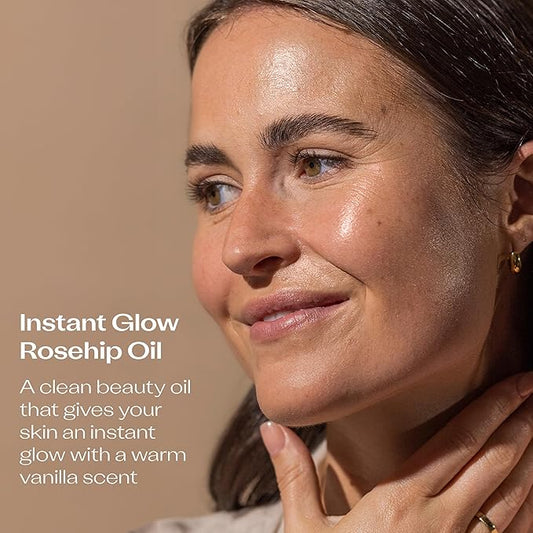 Trilogy Instant Glow Rosehip Oil (30ml) - With Mica and Squalane - Supports Collagen Production, Hydrates and Repairs Improving Skin Texture, Provides Instant Illumination