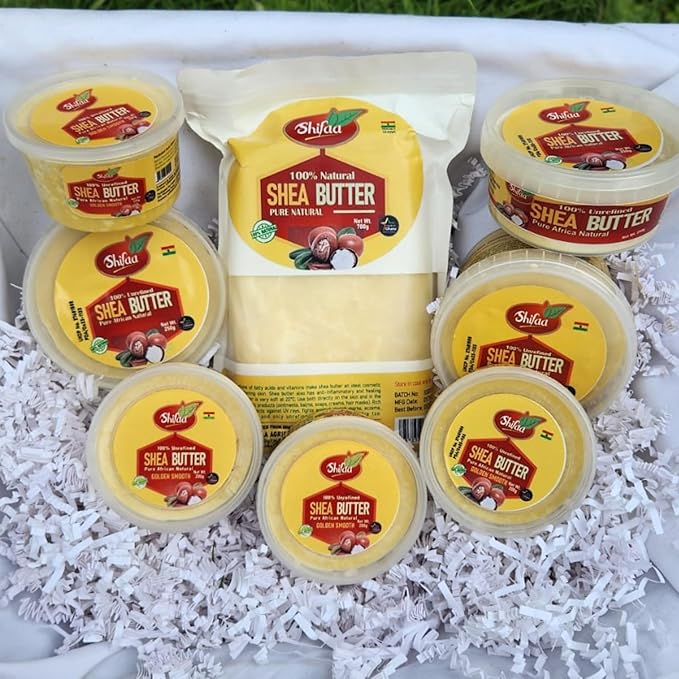 Shea Butter - 100% Pure and Unrefined from Ghana I Raw, Natural Moisturizer & Organic for Skin, Hair, Lips & Body - (Shifaa). Good for Scars and Rashes, Eczema - 7oz