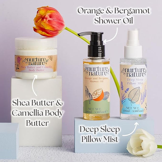 Nurture by Nature's A MOMENT FOR MAMA Gift Set, Mothers Day Gifts, 6-Piece Relaxation Kit for Moms, Spa Gift Baskets for Women, Mom Spa Gift Set, Bath Set, Gift Sets for Her, Spa Kit for Women