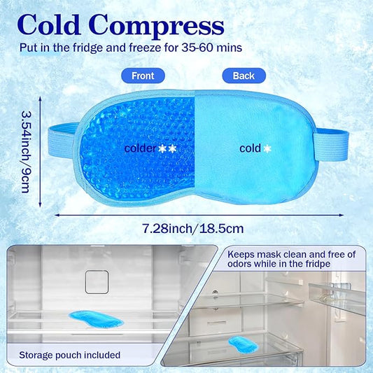 2 Pcs Cooling Eye Mask Sleeping Eyes Cooling Pads Cold Hot Gel Bead Mask Reusable Eye Ice Pack with Plush Backing Silky Gel Compress Eyemask for Dry Eyes Bags Dark Circles Post Convenient Storage