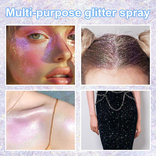 Hair and Body Glitter Spray, 1PC Hair Glitter Extra Fine Face Shimmer Powder for Clothes, Festival Loose Sparkle Powder for Rave Clothes Nail Art Easter Halloween Crafts