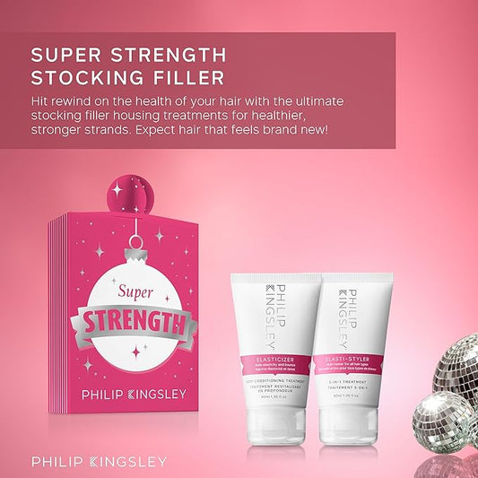 PHILIP KINGSLEY Retro Christmas Collection Super Strength Stocking Filler - Includes Elasticizer Deep-Conditioning Hair Mask Treatment and Elasti-Styler 5-in-1 Pre-Styling Serum