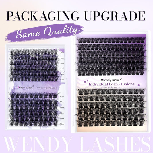Lash Clusters Wispy Individual Lashes Fluffy Thick Volume Eyelash Clusters DIY False Eyelashes D Curl Cluster Eyelash Extensions Comfortable Lash Extension for Beginners by WENDY LASHES(C3/C9-D-1216)