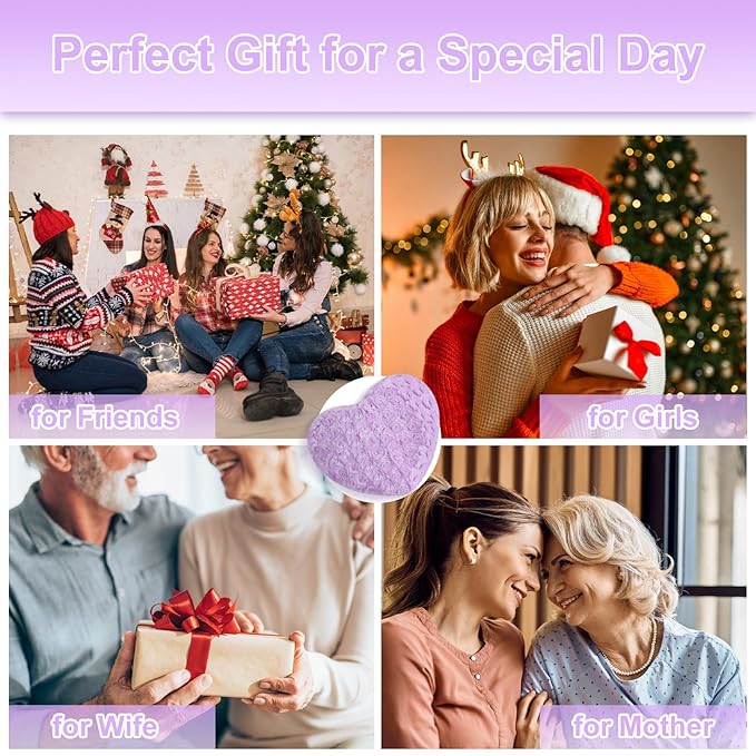 Atsuwell Cooling Ice Face Eye Mask Set for Dark Circles and Scented Lavender Throw Pillow and Flaxseed Fluffy Microwave Heat Pad for Pain Relief, Muscle Ache, Joints, Neck, Back Pain, Purple