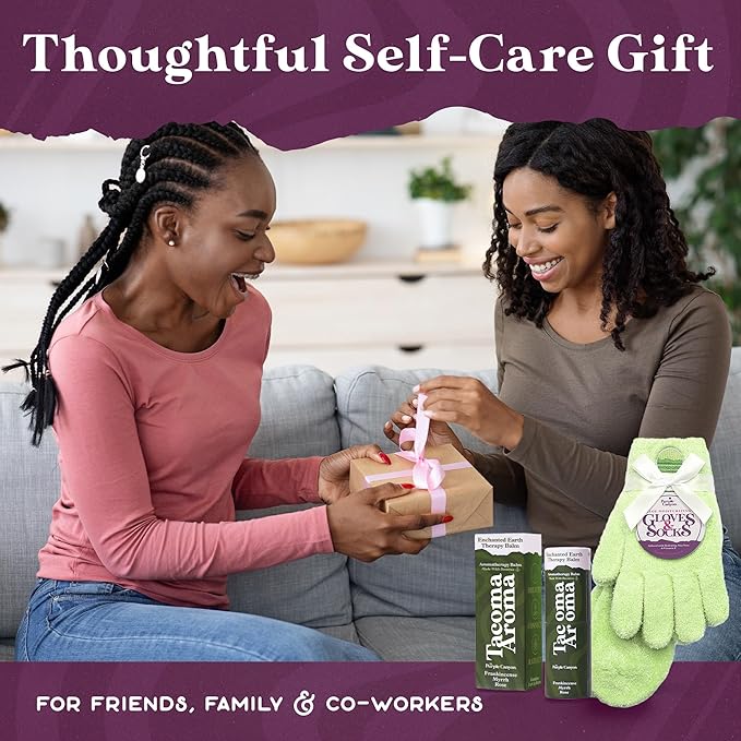 Purple Canyon Fuzzy Socks & Gloves and Essential Oil Balm Spa Kit | Green Socks and Gloves Infused with Aloe Vera and Vitamin E Oil | Beeswax Miracle Balm for Cracked Heel Repair and Foot Care