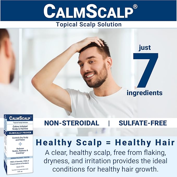 Solution | Calms Irritated Scalp | Controls Dry Scalp & Flakes | Reduces Scales & Redness | Clinically Proven | Free of Steroids | Non Shampoo Leave-On Scalp Treatment | 4 oz.