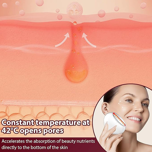 Facial Skin Tightening Device, 6-in-1 Facial Massager Red Light Therapy Beauty Device for Face &Neck Skin Rejuvenation Lifting, Tightening, Infusing, Effective Wrinkle&Puffiness Reduction