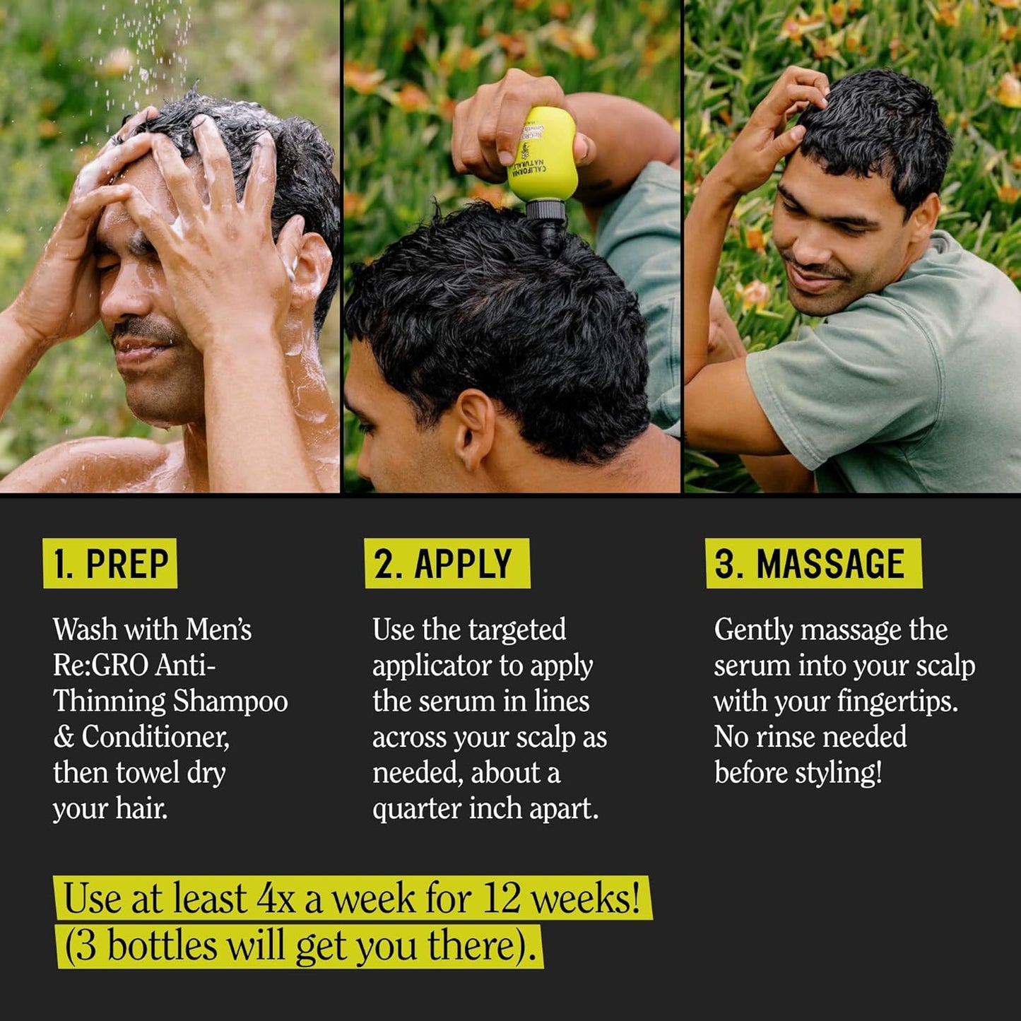 California Naturals Men's Re: Gro Anti-Thinning Scalp Serum, 5% Capixyl with Biotin, Caffeine & Castor and Rosemary Oil, Non-Sticky Cooling Formula, Vegan & Cruelty Free, 3oz