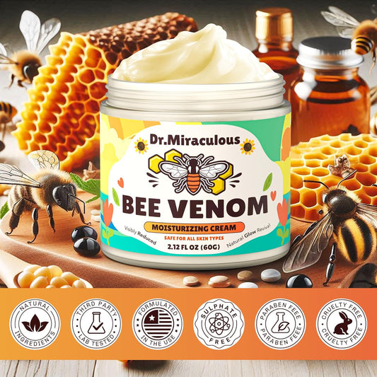 Bee Venom Skin Cream, Propolis & Peptide Anti-Aging Moisturizer for Wrinkles Removal, Hydration & Firming Skin (2.12 fl oz)