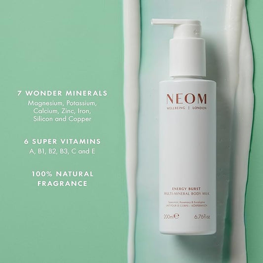 Neom- Multi-Mineral Body Milk 200ml (Spearmint, Rosemary & Eucaplyptus) | Magnesium, Rosehip OIl & Chia Seed Oil | Moisturise, Nourish & Replenish | Vegan