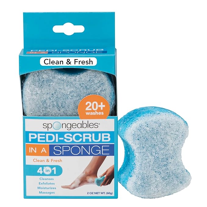 Spongables Pedi Scrub Foot Exfoliating 20+ Wash Sponge, Clean & Fresh, 1 Count
