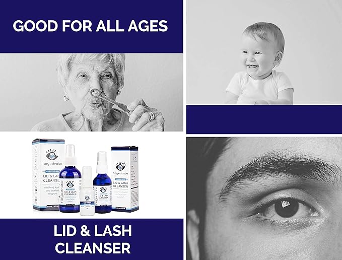 Eye Love Heyedrate Lid and Lash Cleanser Spray – Gentle, Pure Hypochlorous Acid Spray for Eye Irritation - Fast Acting, Soothing Formula - Everyday Eyelid Cleansing Spray 2 Ounce Glass Bottle