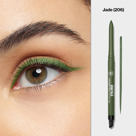 REVLON ColorStay Pencil Waterproof Eyeliner, Smudge-Proof, Eye Makeup with Built-In Sharpener, 206 Jade, 0.01 oz (Pack of 2)