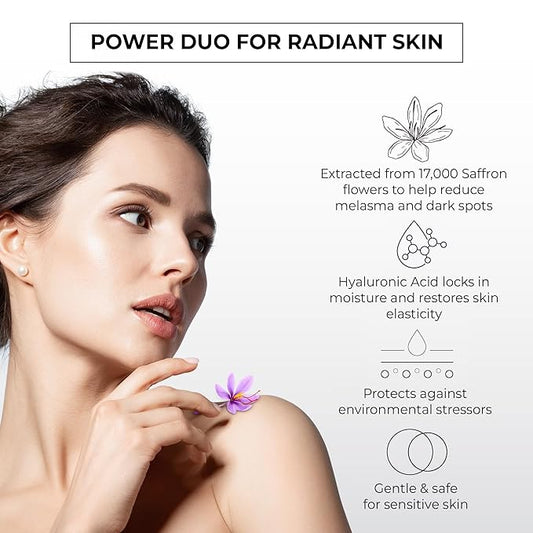 ABERA Saffron Serum For Melasma Treatment, Renewing for Face, Anti-Aging Serum for Fine Lines & Wrinkles, High Potency Saffron Extract, Hydrating Serum, Dark Spot Remover, 1.01 Fl Oz