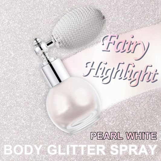 Hair and Body Glitter Spray, Holographic Glitter Highlighter Powder, Face Body Clothes Shiny Glitter, Loose Shimmer Hairspray Festival Rave Prom Accessories (Peal White)
