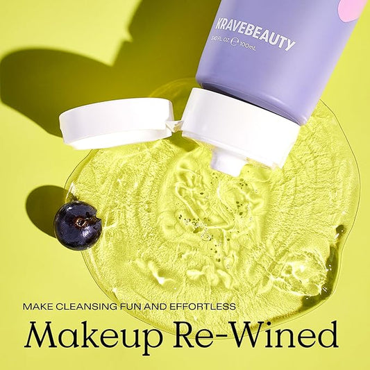 KraveBeauty Makeup Re-Wined Duo, Transforming Jelly Oil Cleanser Duo, Removes Makeup & Impurities, Suitable For All Skin Types, Vegan & Cruelty Free, 3.38 fl oz x2