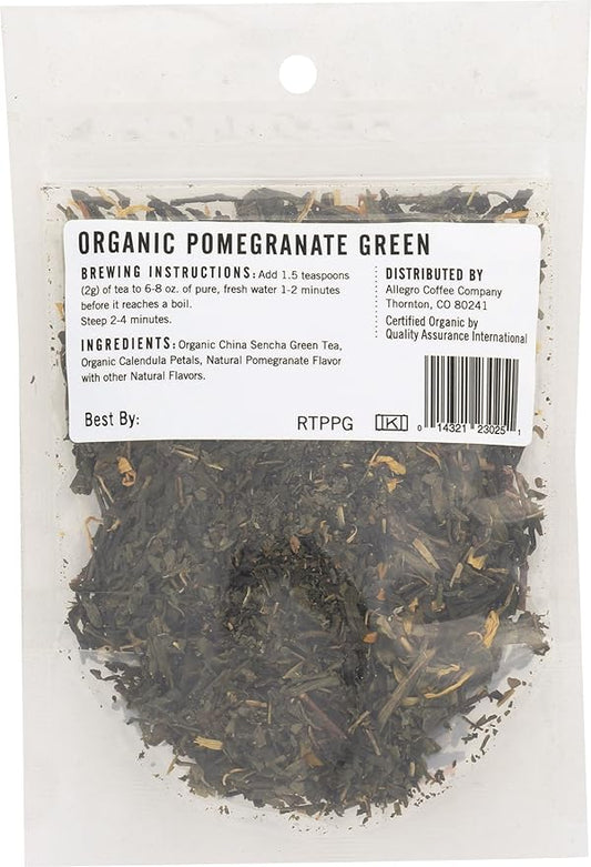Allegro Tea, Organic Pomegranate Green, Loose Leaf Tea, 0.75 oz