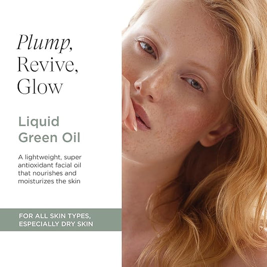 Intelligent Nutrients Liquid Green Oil, Organic Face Oil for Radiant Skin, Lightweight Hydrating Treatment, Vegan, 1 Oz