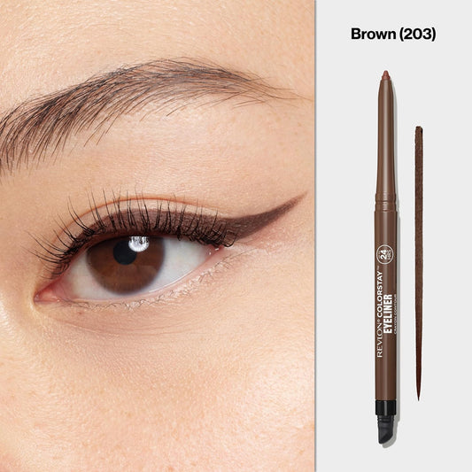Revlon ColorStay Pencil Waterproof Eyeliner, Smudge-Proof, Eye Makeup with Built-In Sharpener, Packaging May Vary, 203 Brown, 0.01 oz
