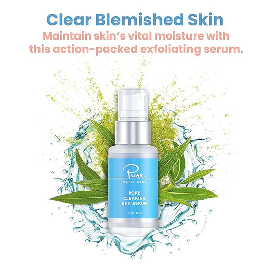 Pore Clearing BHA Serum - Salicylic Acid Acne Exfoliating Serum for Blemishes Blackheads Oily Skin