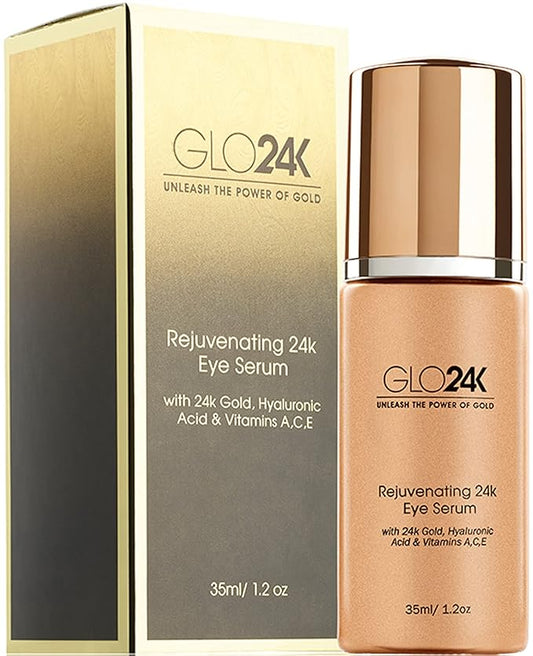 GLO24K Rejuvenating 24k Eye Cream and Serum With 24k Gold, Hyaluronic Acid, Vitamins A,C,E