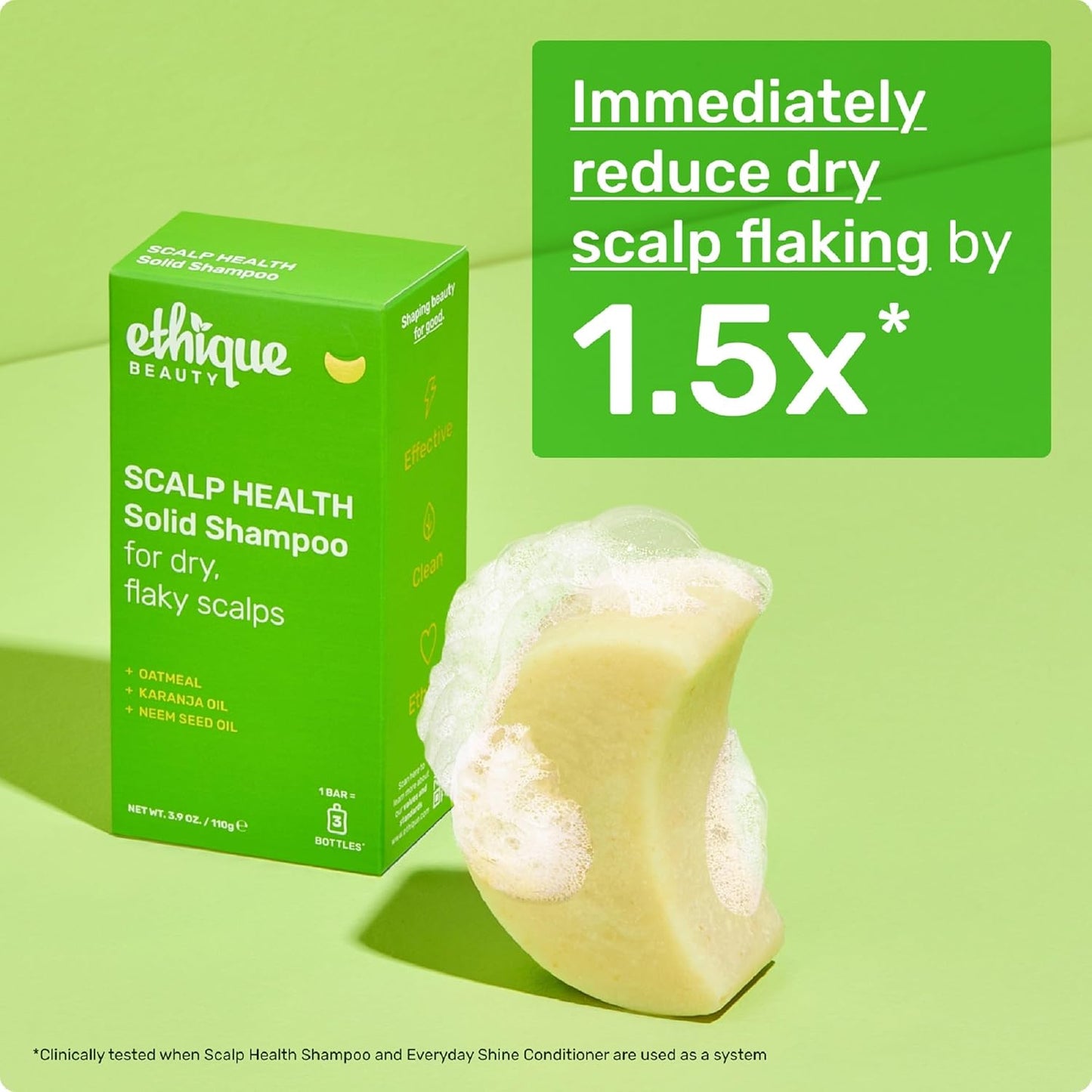 Ethique Scalp Health Shampoo Bar for itchy, dry, flaky scalps with Oatmeal - Plastic-Free, Vegan, Cruelty-Free, 3,88 oz - Formerly Heali Kiwi