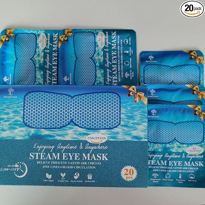 Sleep Mask for Travel Essentials,Steam Eye Mask,Warm Compress for Eyes, Heated Eye Mask Reduce Puffiness & Dark Circles & Soothe Tired Eyes, Self Care SPA Relaxation Gifts for Women 20 Packs,Unscented