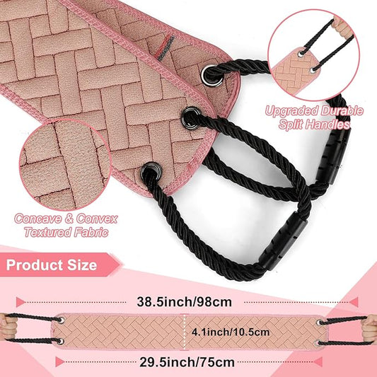 Exfoliating Back Scrubber with Upgraded Handles, 38.5 Inch Double-Sided Body Scrub Bath Exfoliator, Exfoliating Washcloth for Use in Shower, Back Washer to Deep Clean Your Skin for Men & Women (Pink)