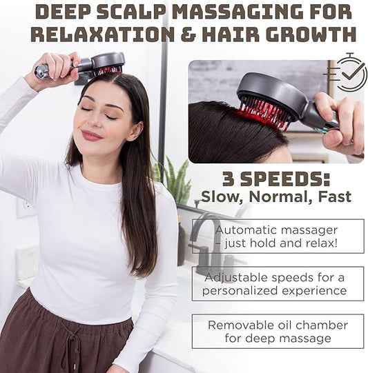 ScalpGlow Aqua Pro Waterproof Electric Scalp Massaging Oil Dispenser with Adjustable Speed | Deep Tissue Scalp Massage, Hair Growth Stimulation, and Oil Infusion for Stress Relieving Hair Care