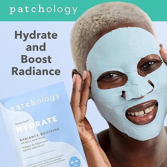 Patchology Hydrate SmartMud Clay Mask - No Mess Blue Clay Face Mask with Hyaluronic Acid for Hydrating & Smoothing Skin - Exfoliates Pores & Refreshes Complexion - Face Skin Care Solution (1 Count)