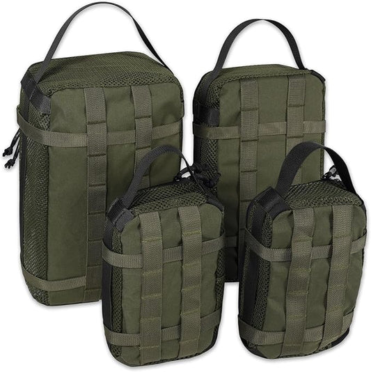 4 Set Tactical Packing Cubes ,Compressible Mesh Duffle Storage Bag,Portable Edc Molle Pouch Organizer.