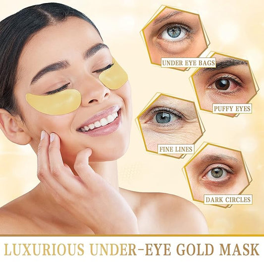Danvisit 60 Pcs Under Eye Patches: 24K Gold Eye Masks for Dark Circles and Puffiness Anti-Aging & Rejuvenating Hydrogel Eye Patch