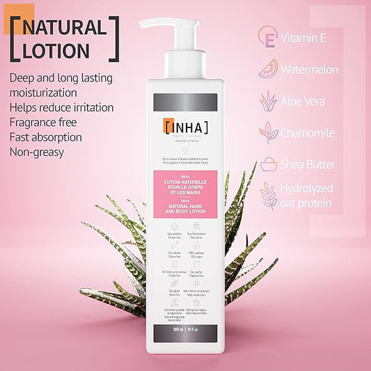 INHA NATURAL HAND AND BODY LOTION | Deep and Long Lasting Moisturization | Helps Reduce Irritation | Non-Greasy | Fast Absorption | Fragrance Free | Sensitive-Dry-Normal Skin | UV Protection | 300 ml