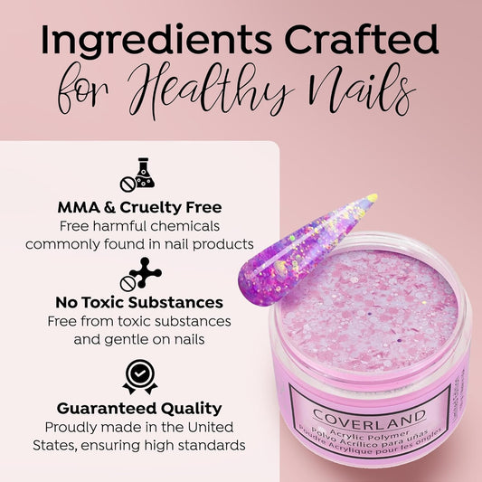 Tones Coverland Acrylic Nail Powder "Fuschia Jewel" - Limited Edition Acrylic Powder for Nail Design, Sculpting, and Masking Nail Bed Imperfections - Professional Acrylic Nail Supplies - (1.5 Oz)