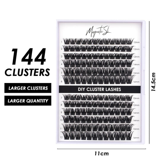 Lash Clusters 144 Pcs Individual Lashes Clusters Eyelash Extensions False Eyelashes DIY Lash Extension Reusable False Eyelashes Natural Look Mix 10-16mm C D Curl-DM27